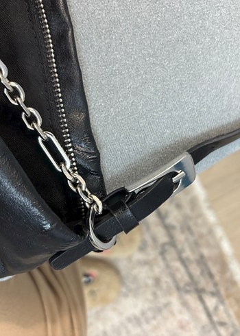 Zincir Detaylı Siyah Deri Kadın Çanta - Görsel 4