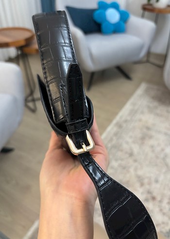 Mango Siyah Yılan Derisi Desenli Deri Kadın Çanta - Görsel 6