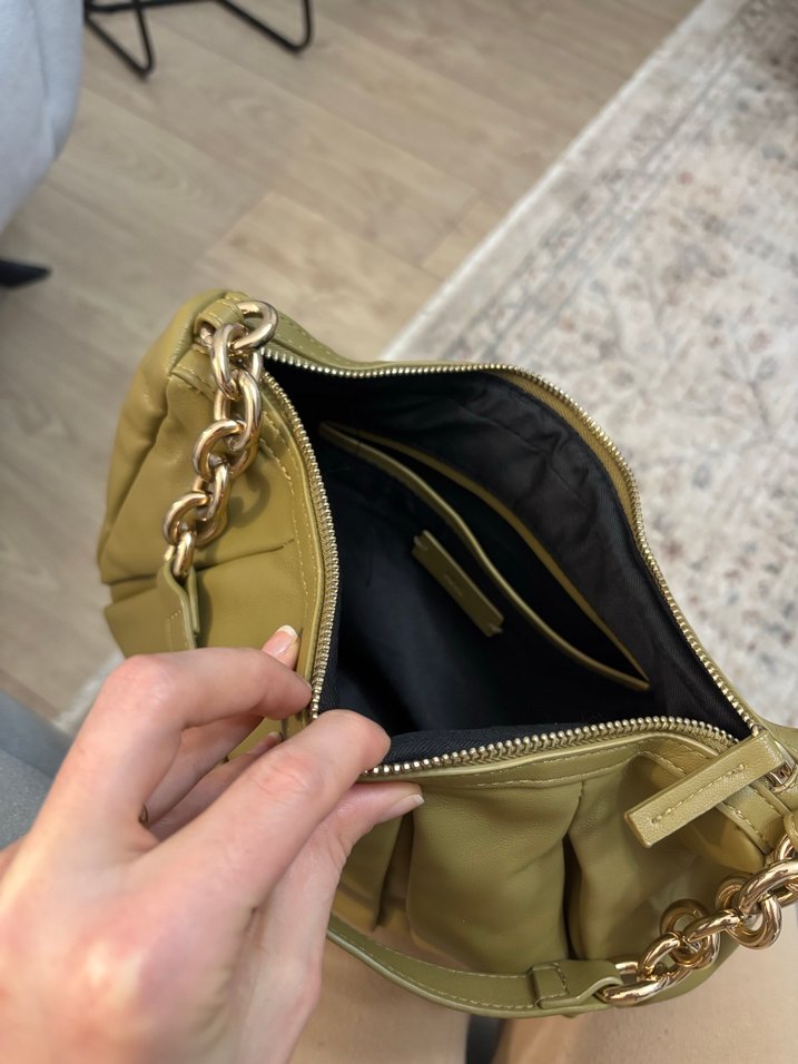 Hareketli Pliseli Haki Kadın Çanta - Görsel 2