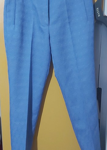 Mavi Pilili Midi Kadın Kumaş Pantolon