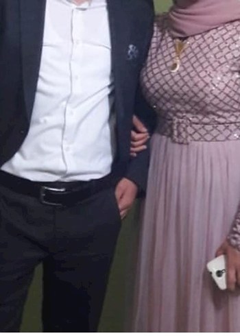 Zincir Detaylı Pudra Uzun Abiye Elbise - Görsel 2