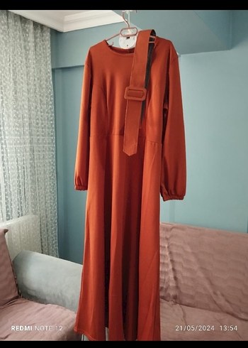 Drapeli Uzun Kahverengi Hamile Eteği - Görsel 2