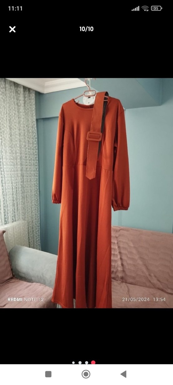 Drapeli Uzun Kahverengi Hamile Eteği - Görsel 2