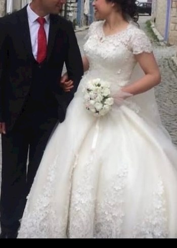 Modern Klasik Straplez Beyaz Gelinlik - Görsel 2