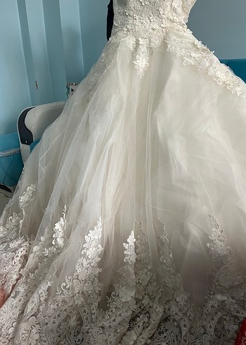 Modern Klasik Straplez Beyaz Gelinlik - Görsel 5