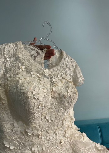 Modern Klasik Straplez Beyaz Gelinlik - Görsel 8