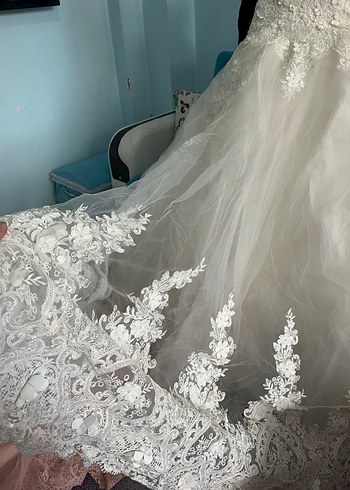 Modern Klasik Straplez Beyaz Gelinlik - Görsel 7