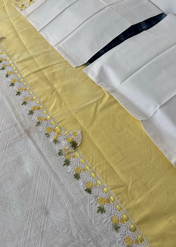 İnce Nakışlı Beyaz Yatak Örtüsü - Görsel 4