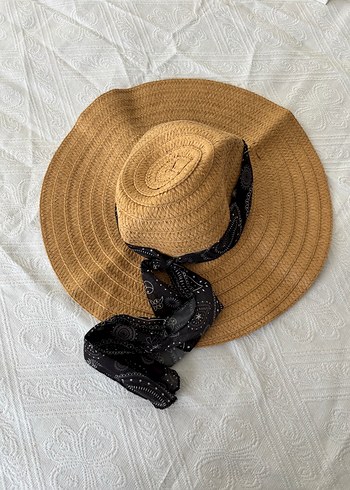 Bej Hasır Kadın Şapka Siyah Fiyonk Detaylı - Görsel 4