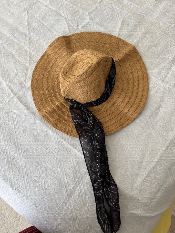 Bej Hasır Kadın Şapka Siyah Fiyonk Detaylı - Görsel 2