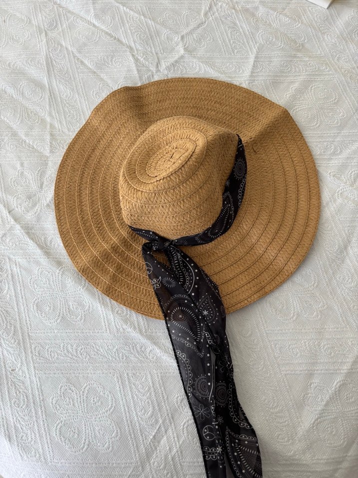 Bej Hasır Kadın Şapka Siyah Fiyonk Detaylı - Görsel 3