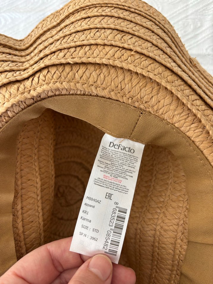 Bej Hasır Kadın Şapka Siyah Fiyonk Detaylı - Görsel 5