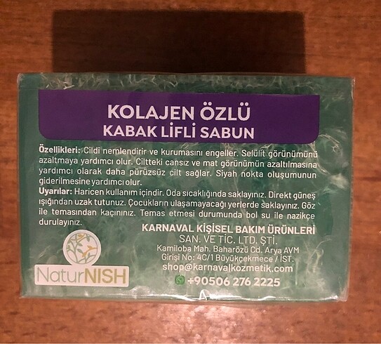 KOLAJEN ÖZLÜ KABAK LİFLİ SABUN