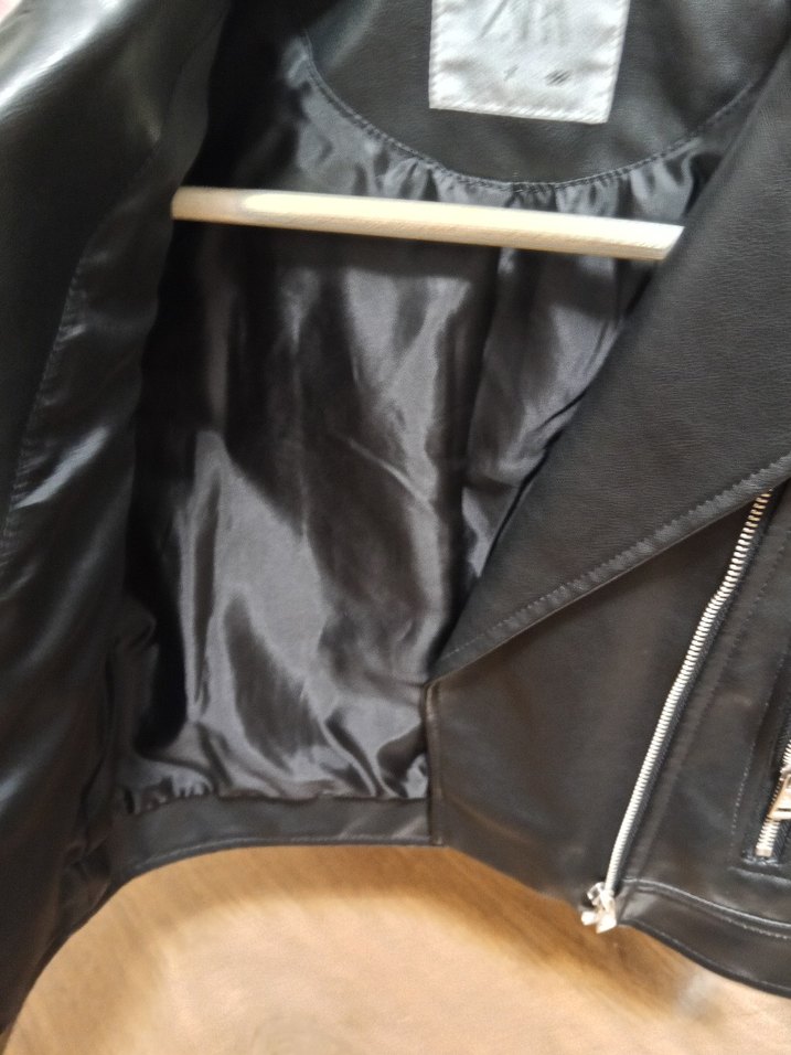 Kadın Siyah Deri Biker Ceket - Görsel 3