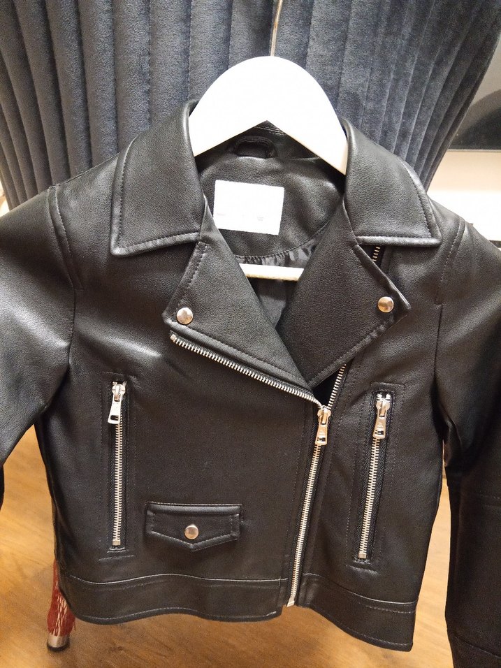 Kadın Siyah Deri Biker Ceket - Görsel 4