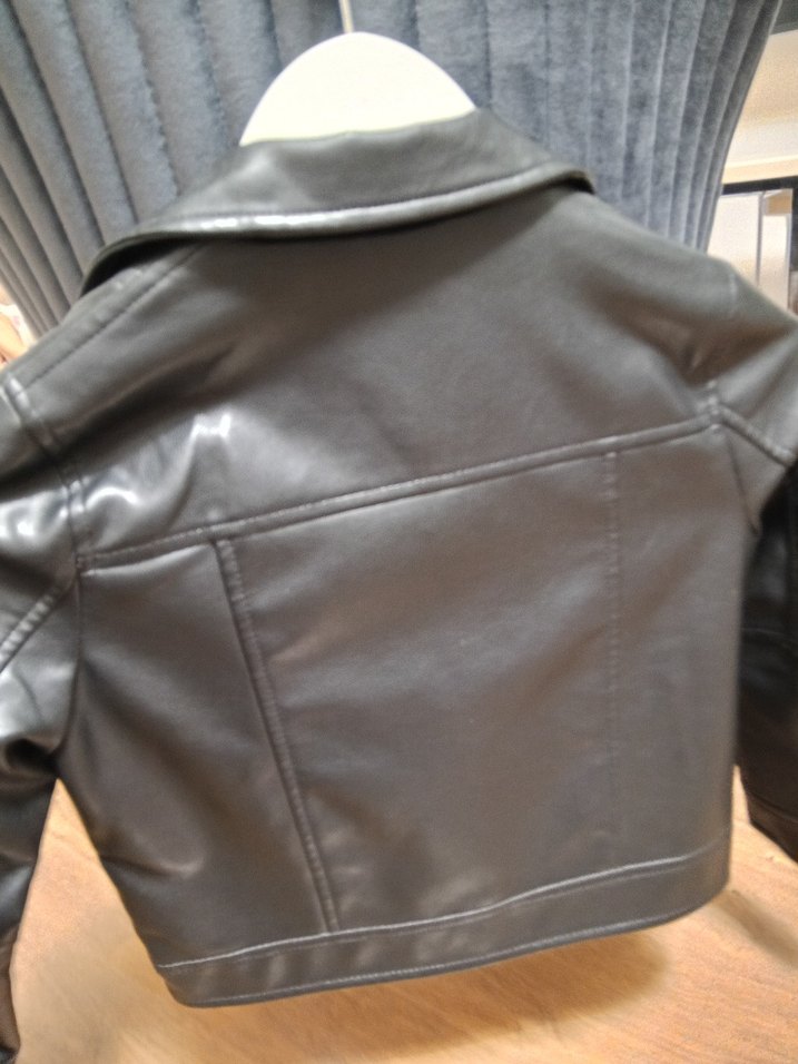 Kadın Siyah Deri Biker Ceket - Görsel 5