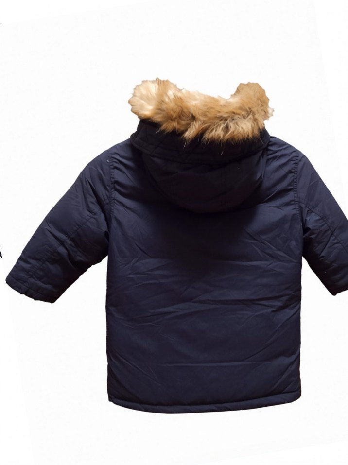 Erkek Çocuk Mavi Kürklü Kapüşonlu Mont - Görsel 2