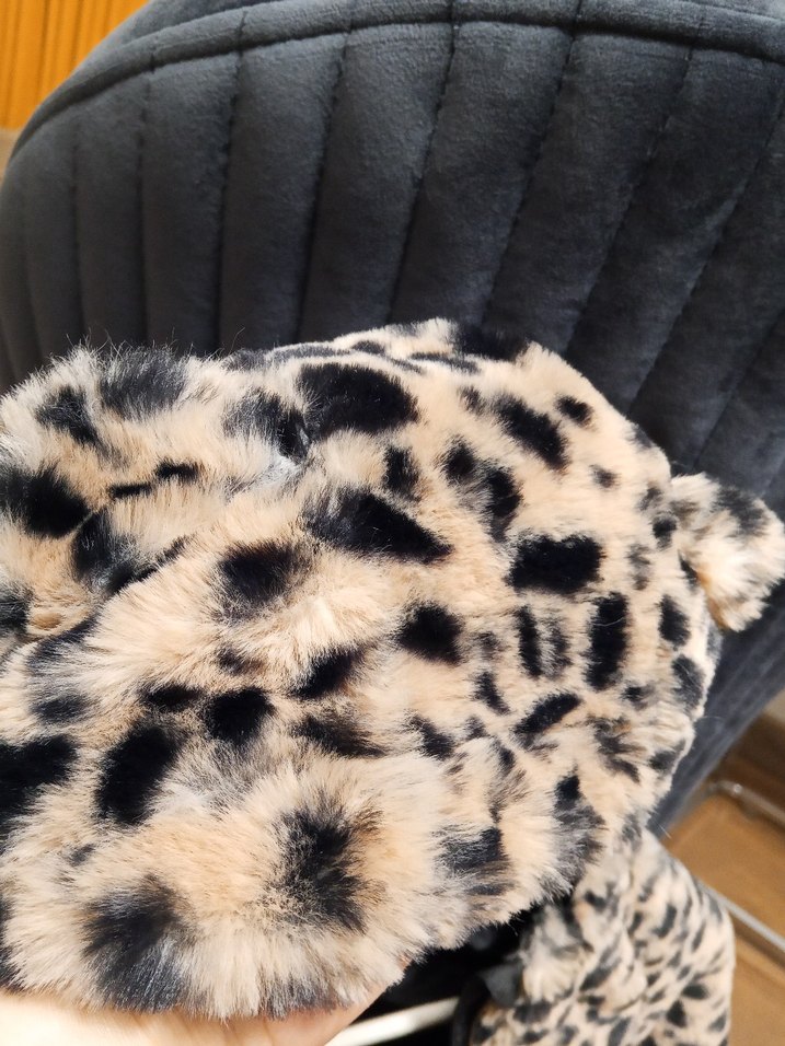 Kahverengi Leopar Desenli Kapüşonlu Kız Mont - Görsel 5