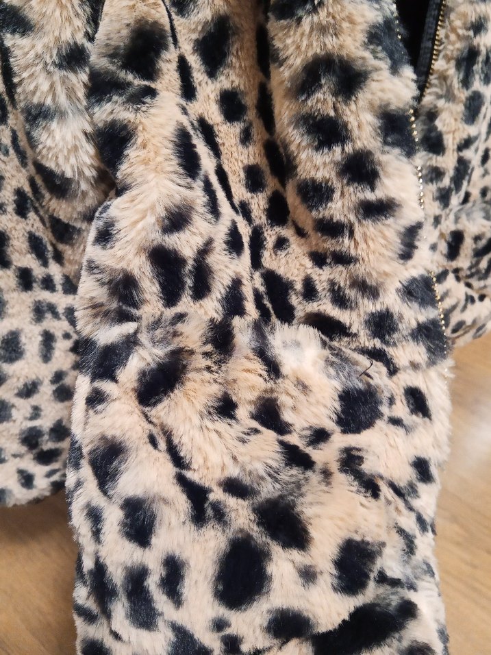 Kahverengi Leopar Desenli Kapüşonlu Kız Mont - Görsel 4