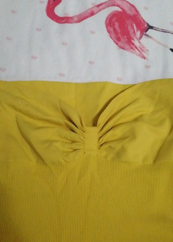 Kolsuz Sarı Fırfırlı Kız Elbisesi - Görsel 4