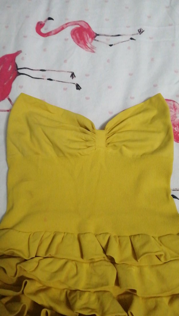 Kolsuz Sarı Fırfırlı Kız Elbisesi - Görsel 2