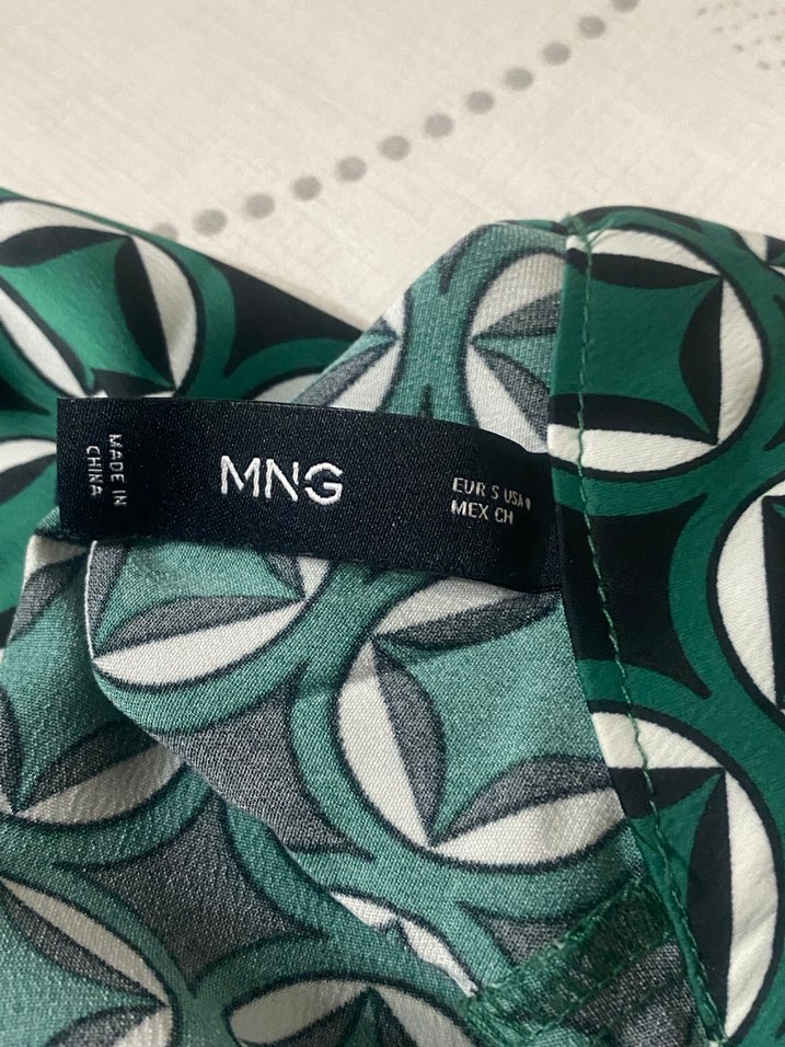 Retro Desenli Yeşil Mini Elbise - Görsel 4