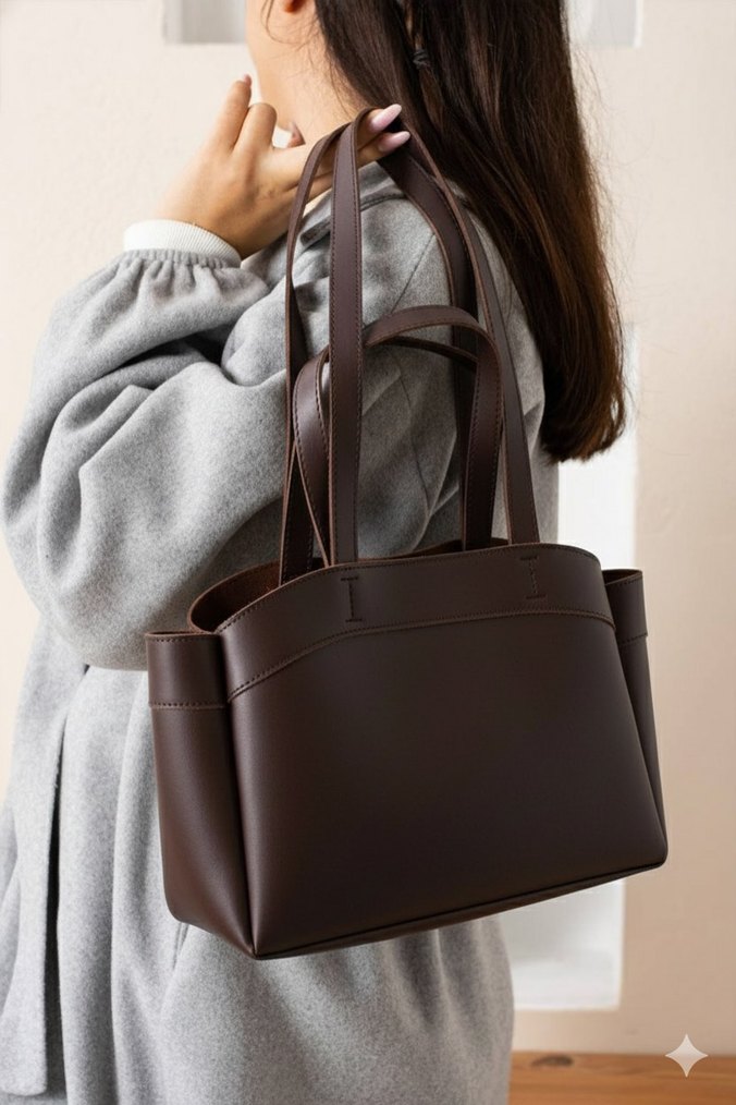 Kahverengi Deri Kadın Çanta - Görsel 4