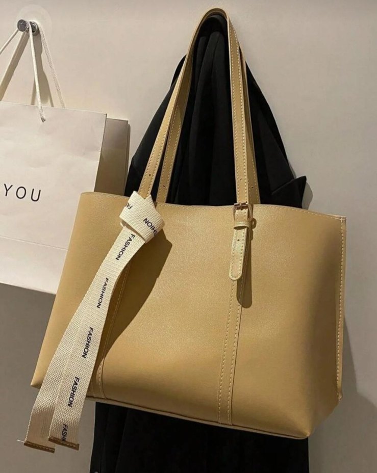 Bej Deri Kadın Omuz Çantası - Görsel 3