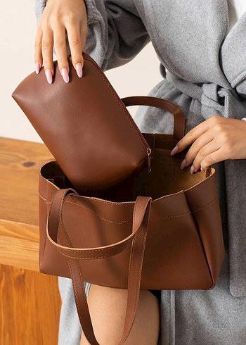 Kahverengi Kadın Deri Çanta - Görsel 2