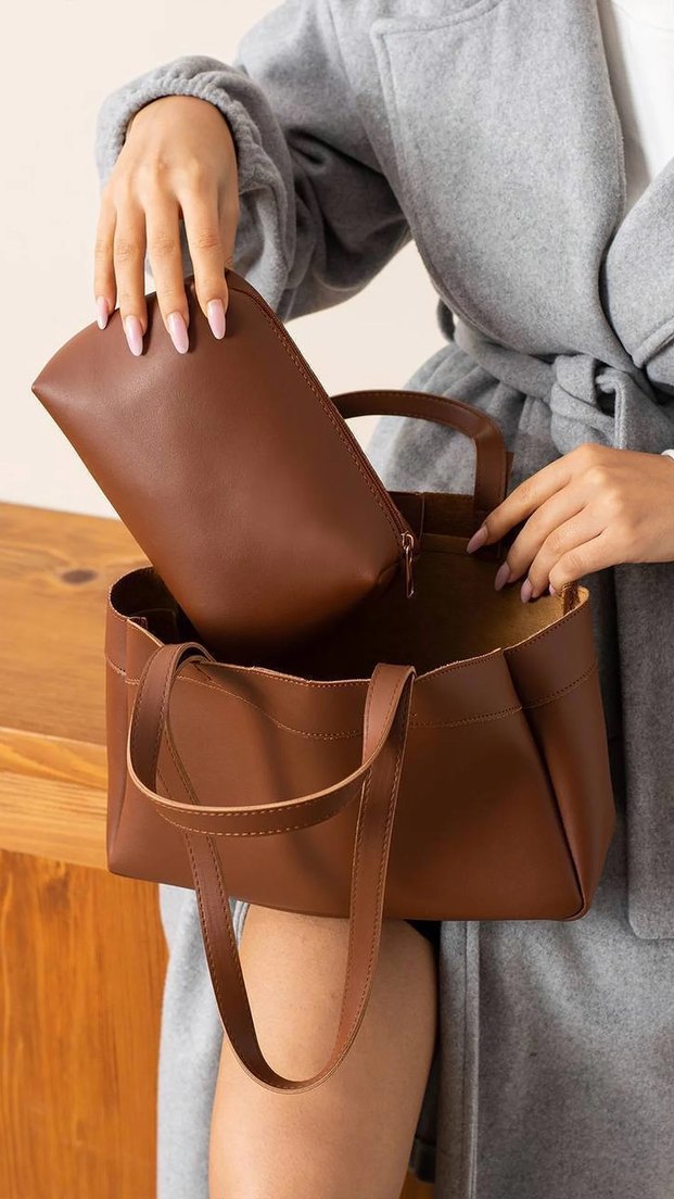 Kahverengi Kadın Deri Çanta - Görsel 2