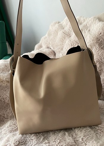 Bej Deri Minimalist Kadın Çantası - Görsel 2