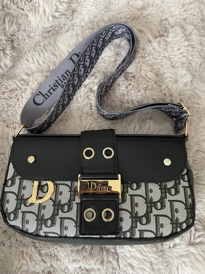 Gri Deri Buckled Dior Kadın Çanta - Görsel 2