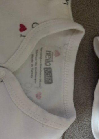 Beyaz Uzun Kollu Baskılı Pamuklu Bebek Body bere ve atlet takım - Görsel 2