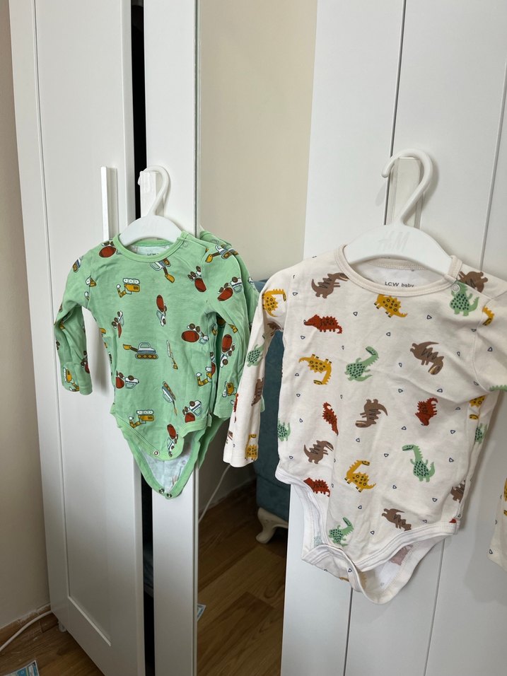 Çok Renkli Baskılı Uzun Kollu Bebek Body - Görsel 3