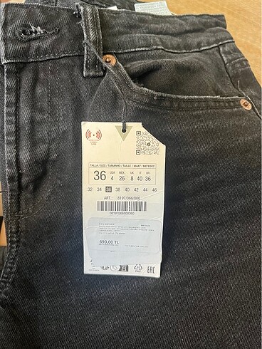 s Beden Zara Low Rise Düşük Bel Jean - Yeni Etiketli