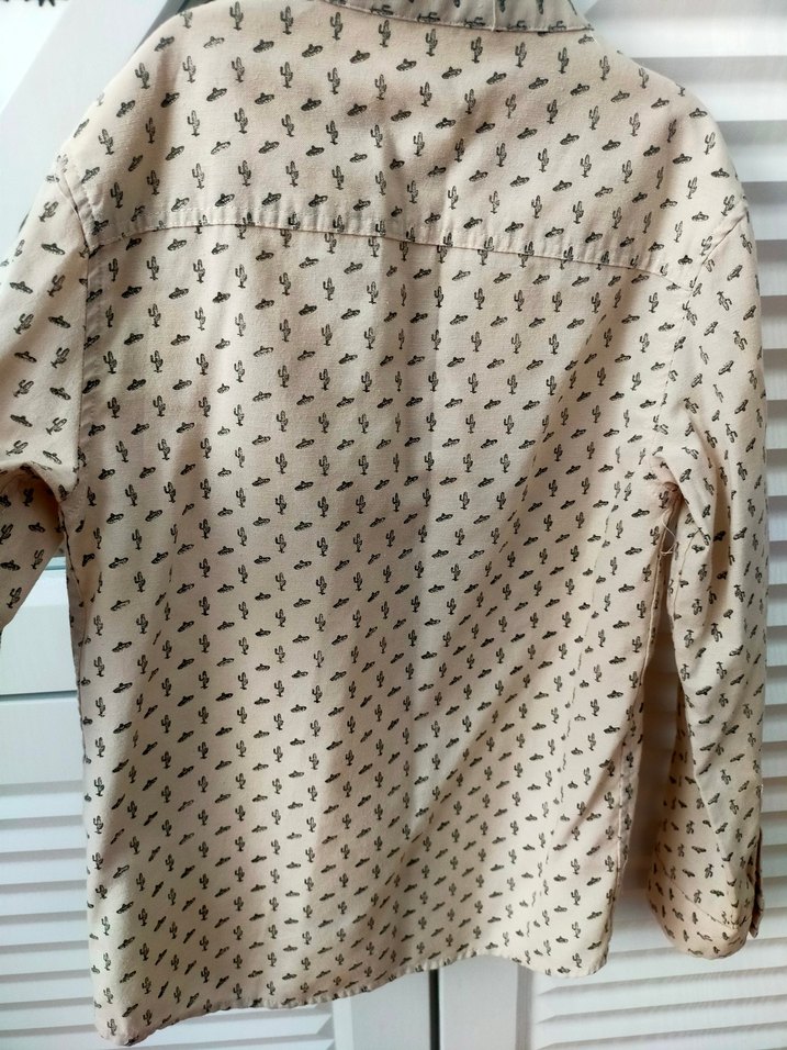 6/7 yaş Bej Erkek Çocuk Uzun Kollu Pamuklu Gömlek - Görsel 4