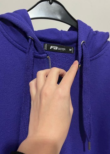 Kadın Mor Fermuarlı Kapüşonlu Sweatshirt - Görsel 2