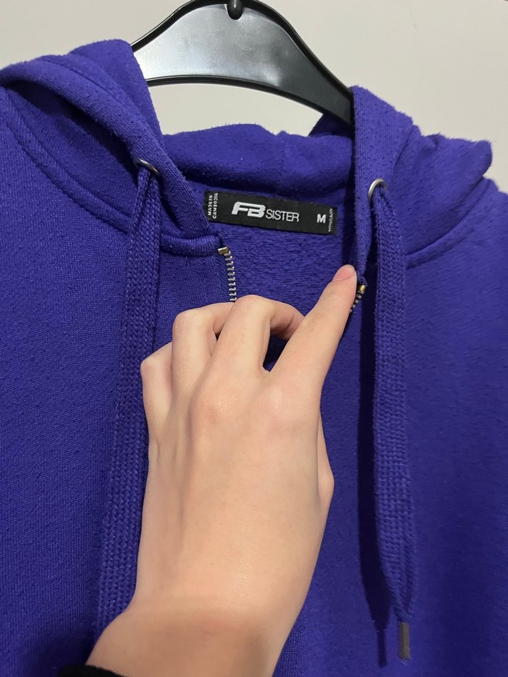 Kadın Mor Fermuarlı Kapüşonlu Sweatshirt - Görsel 2