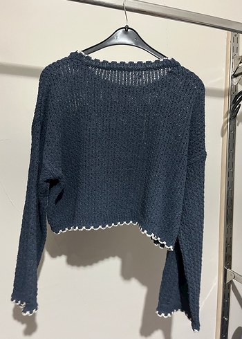 Mavi Nakışlı Boncuklu Kadın Kazak - Görsel 2