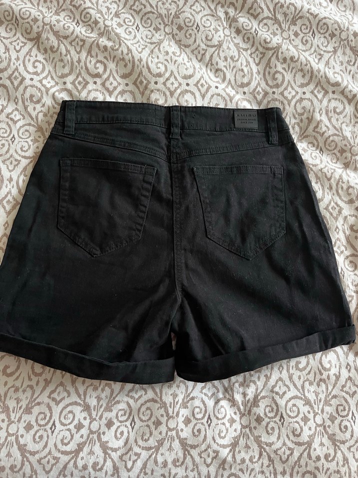 Siyah Loose Fit Mini Denim Şort - Görsel 2