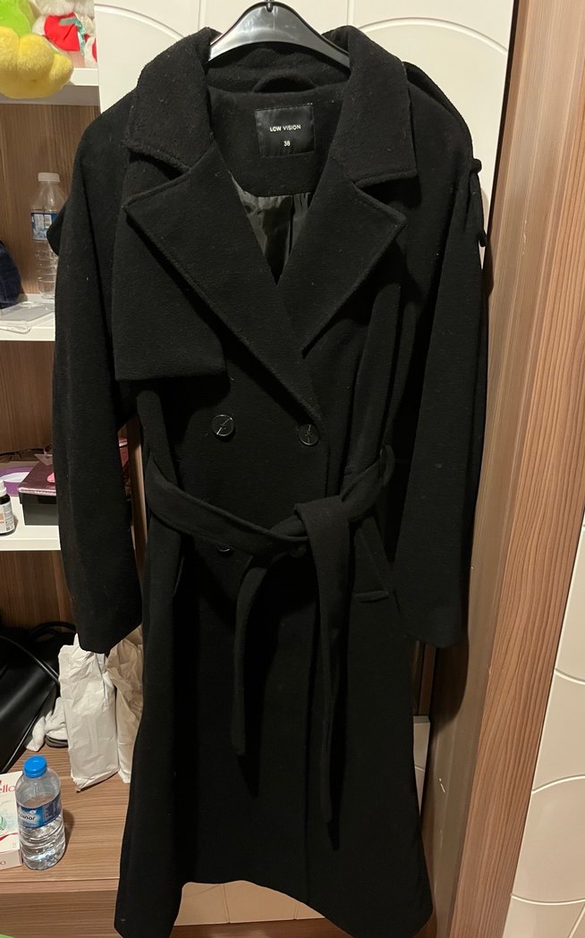 Siyah Astarlı Kemeri Uzun Kaban - Görsel 4