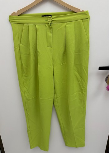 Diğer Düğmeli Yeşil Midi Kumaş Pantolon