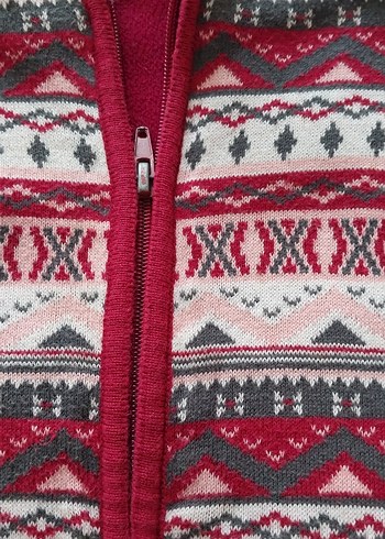 Kız Çocuk Kırmızı Bohem Desenli Fermuarlı Yelek - Görsel 5