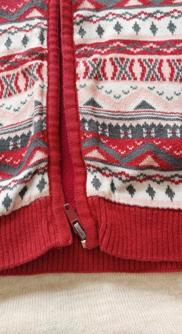 Kız Çocuk Kırmızı Bohem Desenli Fermuarlı Yelek - Görsel 4