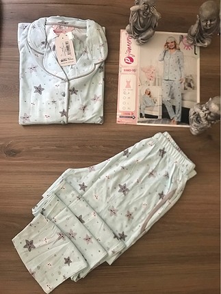 Boydan düğmeli pijama takımı pijamoni