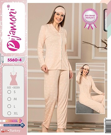 Pijamoni Viskon Boydan Düğmeli Pijama Takımı