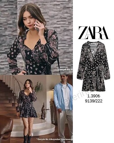 xs Beden Zara desenli elbise