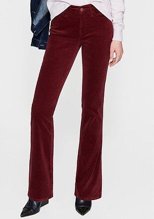 Bordo kadife pantalon