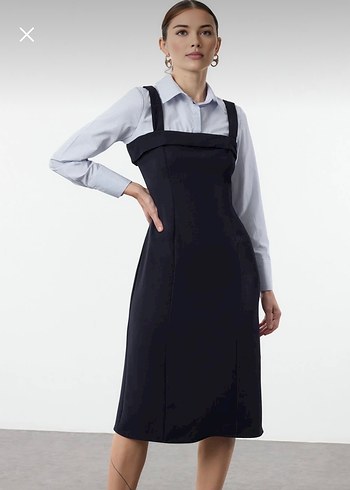 Kadın Lacivert midi elbise - Görsel 2