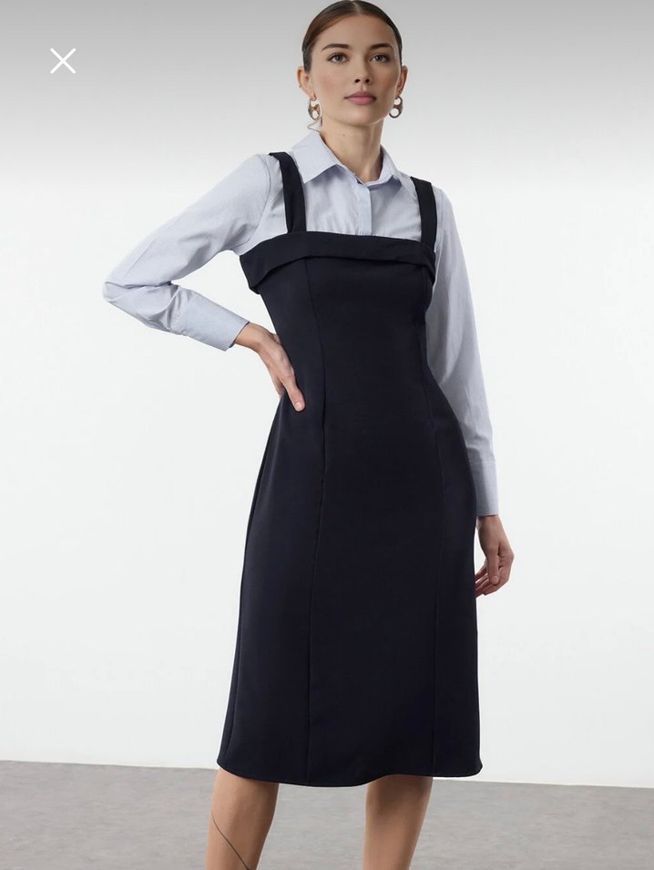 Kadın Lacivert midi elbise - Görsel 2